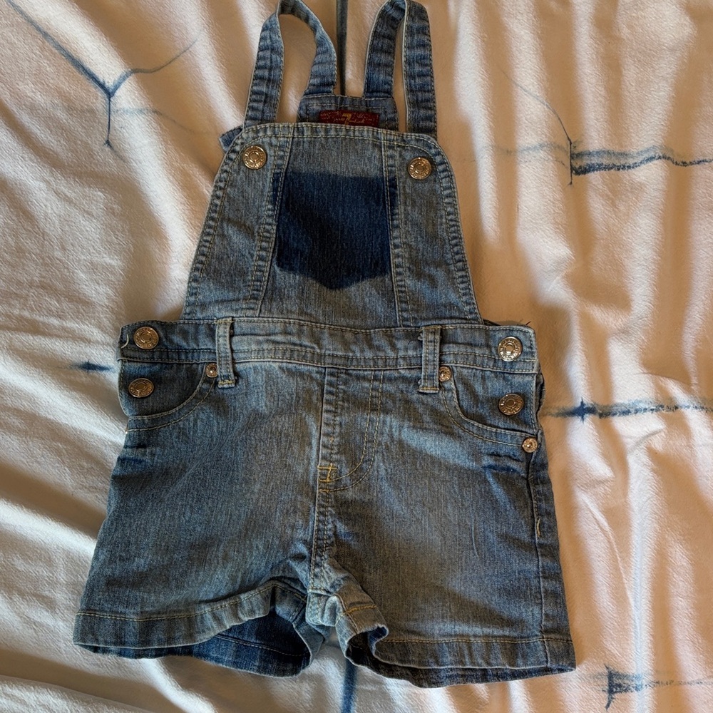 7 For All Mankind Blue Denim Kids Overalls